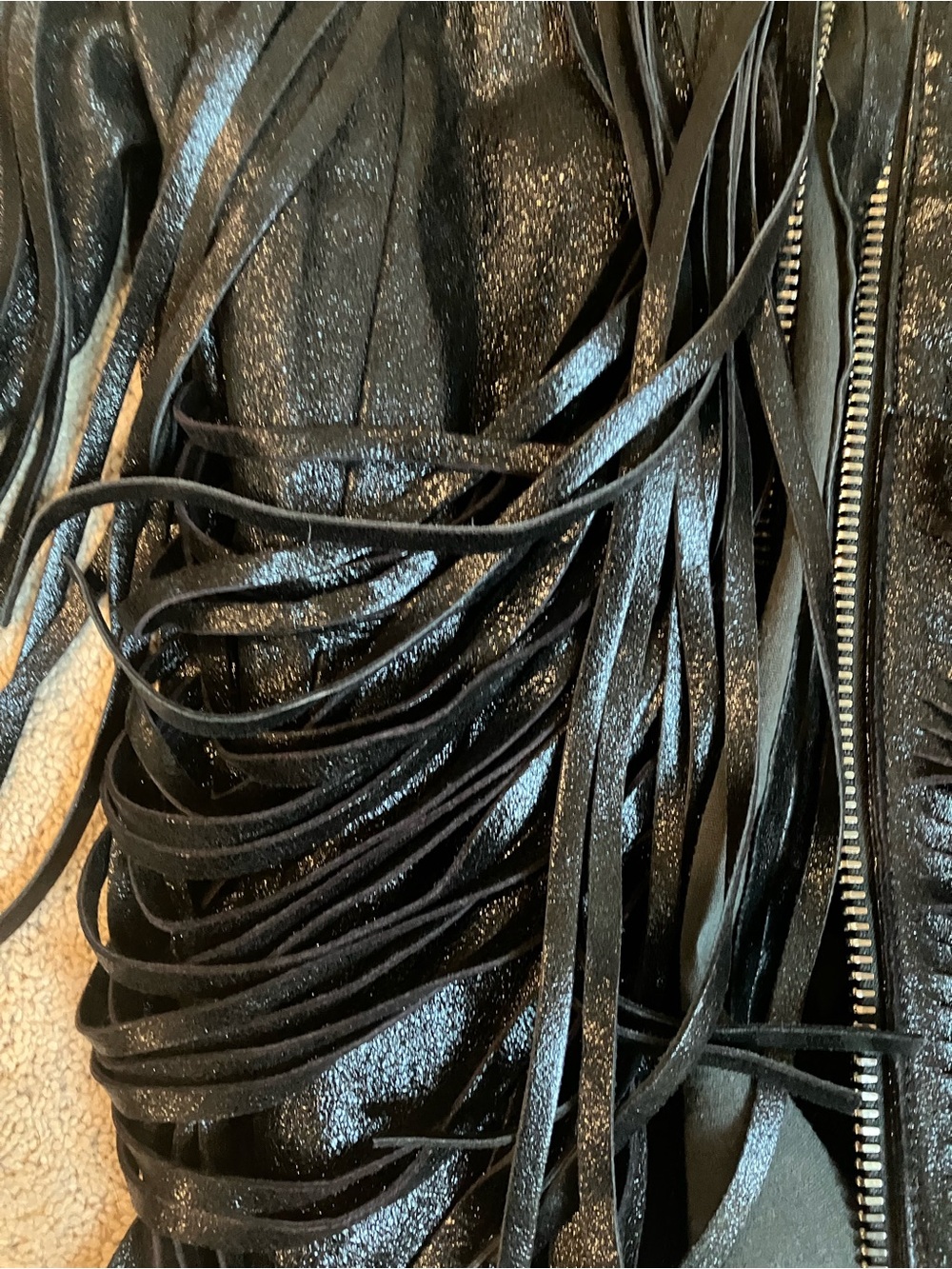 Nour Hammour Black Fringe Leather Jacket - Picture 2 of 10